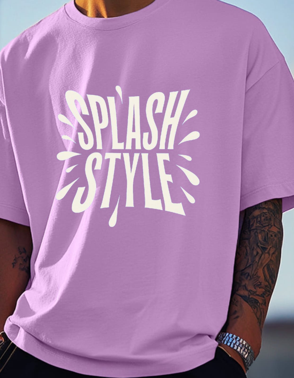 SS Splash Oversized Lavender Tshirt