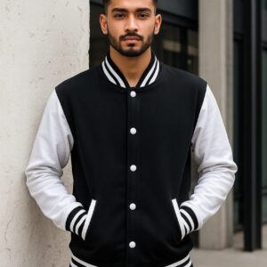 SplashStyle Cotton Brushed Loopknit Black&White Varsity