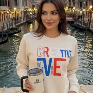 SplashStyle Creative Cotton Brushed Loopknit off-White SweatShirt