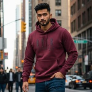 SplashStyle OverThink Cotton Brushed Loopknit Maroon Hoodie