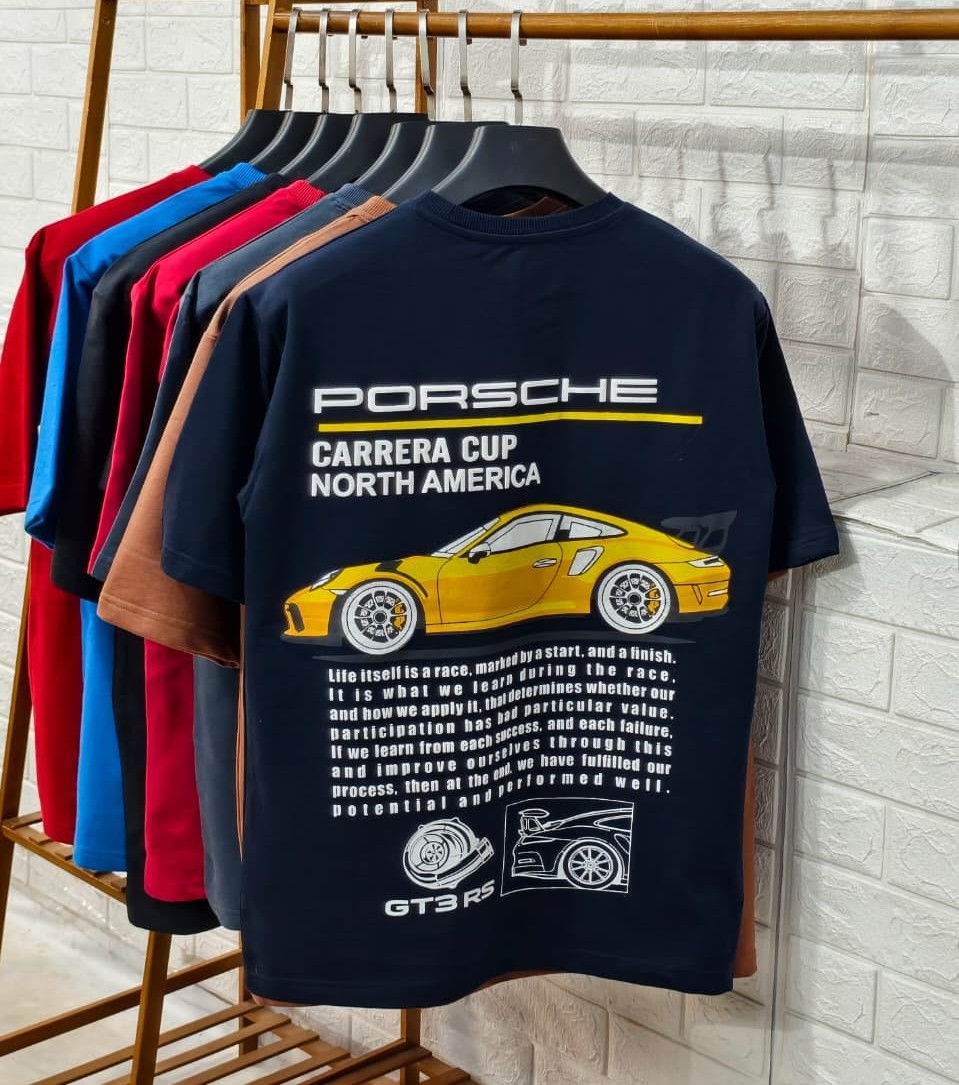 SplashStyle 100% pure cotton Porsche Car Inspired Puff Print Oversized Tshirt - Image 4