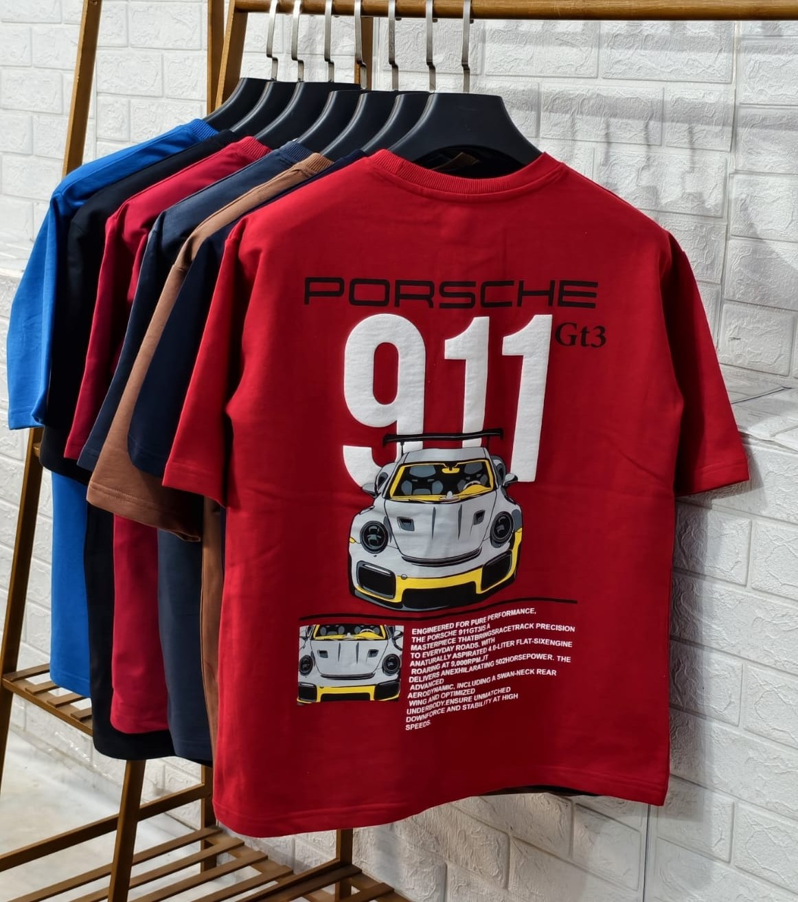 SplashStyle 100% pure cotton Porsche Car Inspired Puff Print Oversized Tshirt - Image 2