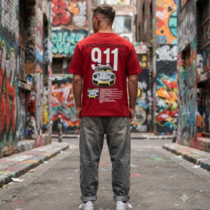 SplashStyle 100% pure cotton Porsche Car Inspired Puff Print Oversized Tshirt